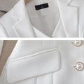 Fashion White Red Black Blazer Jacket And Pant Suit Trousers Women 