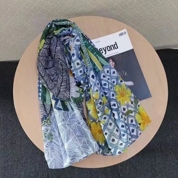 original single Spanish new trend colorful leisure gift shawl scarfSPECIFICATIONSBrand Name: NoEnName_NullCraft of Weaving: Non-wovenOrigin: ES(Origin)Gender: WOMENDepartment Name: ADULTHign-concerned Chemical: NoneMaterial: POLYESTDMEwomenstorenull