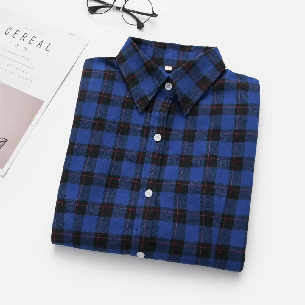 Women Plaid Shirt New Casual Flannel Cotton Lady Long Sleeve Shirt FemSPECIFICATIONSBrand Name: YEOINFabric Type: Polyester CottonHign-concerned Chemical: NonePattern Type: PlaidFit Type: SlimStyle: CasualAge: JUNIORCraft of Weaving: TDMEwomenstorenull