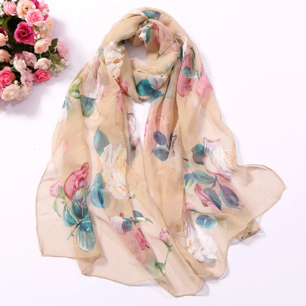 Scarf Women Foulard Shawl Bandana Elegant Beach Sun ProtectionSPECIFICATIONSDepartment Name: ADULTSize: 50*160cm(1cm=0.39in)pattern: RoseApply to season: Spring,Autumn,summerStyle: ElegantColor: Red,Black,Navy blueBrand Name: NDMEwomenstorenull