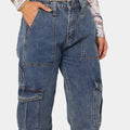 Cargo Pants- High Waist Multi Pocket Cargo Jeans Fashion Loose Denim