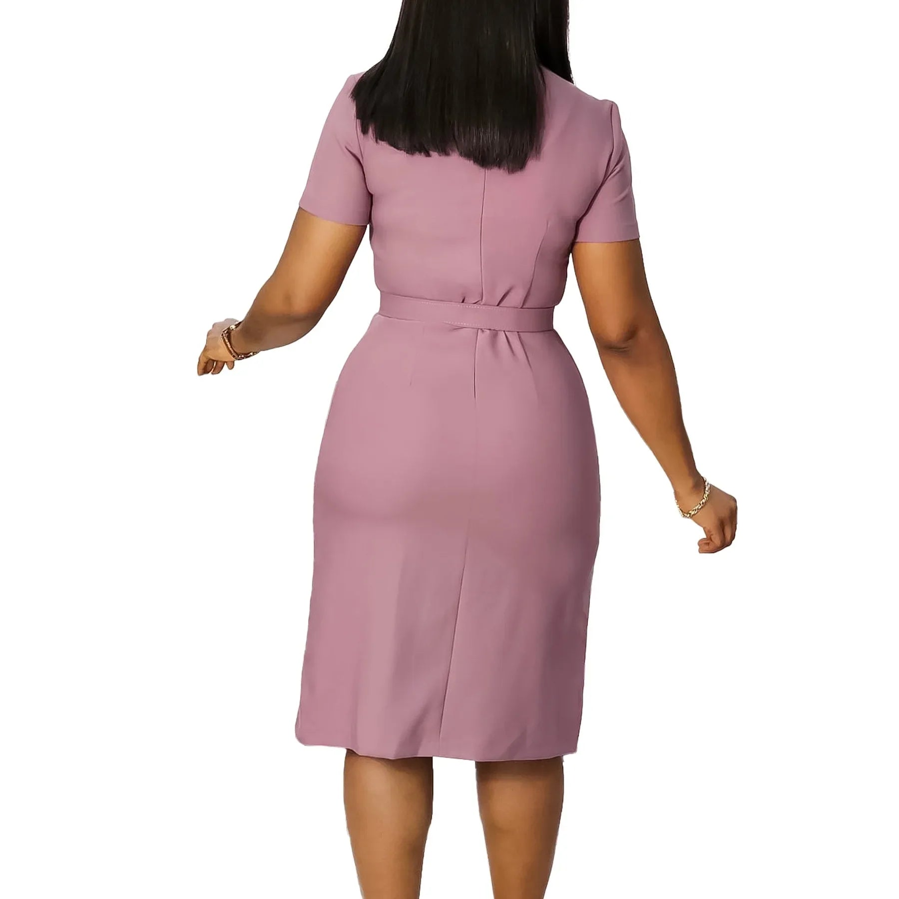 Office Dresses for Women V Neck Short Sleeve Belt Waisted Pleated Mid SPECIFICATIONSBrand Name: NoEnName_NullElasticity: Slight StrechSleeve Style: regularFabric Type: POLYESTERHign-concerned Chemical: NonePattern Type: SolidFit Type: DMEwomenstorenull