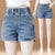 High waisted denim shorts version in large size for slimming effectSPECIFICATIONSBrand Name: NoEnName_NullDecoration: AppliquesFabric Type: KnittingPant Style: regularPattern Type: SolidFit Type: LOOSE FITStyle: CasualMaterial: POLYDMEwomenstorenull