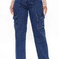 Cargo Pants- High Waist Multi Pocket Cargo Jeans Fashion Loose Denim