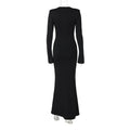 Elegant Sexy Long Dress Women Slim Round Neck Long Sleeves Fold Robe FSPECIFICATIONSWaistline: empireSupport: Wholesale &amp; Dropshipping27/300: 7/60Sleeve Style: regularSleeve Length(cm): FullBrand Name: hfwomenfzCraft of Weaving: TADMEwomenstorenull