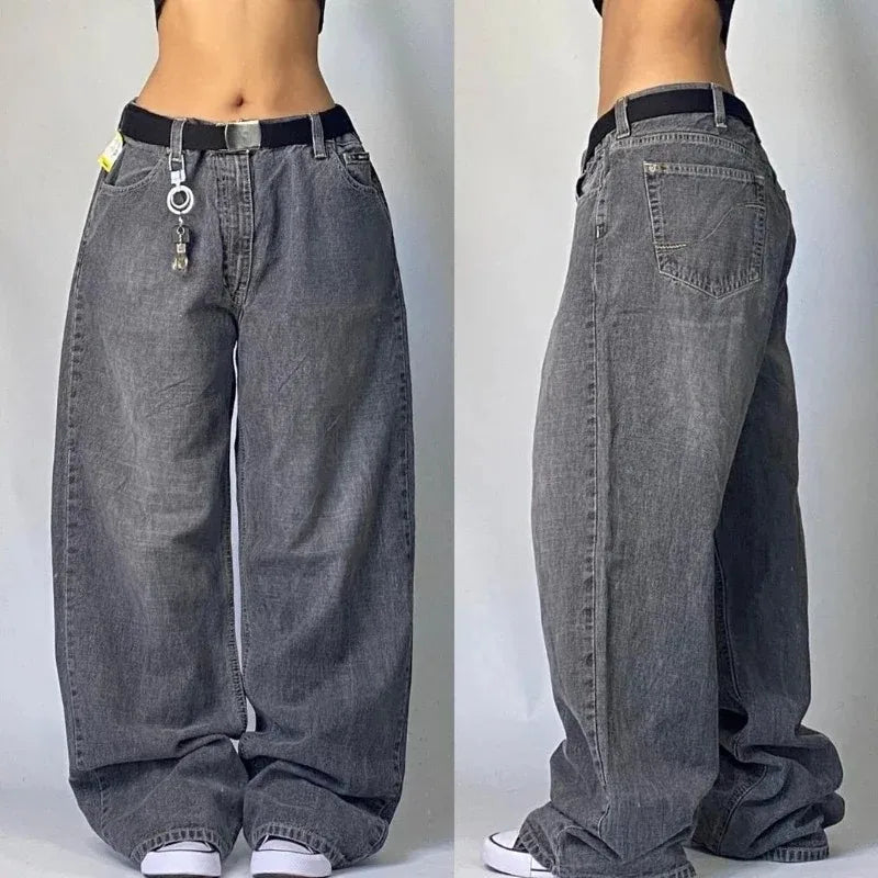 Denim- Washed Exaggerated Baggy Jeans Street Style High Waist Wide Leg