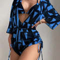 Swimwear- Bikini Set Size Swimsuit Women Long Sleeve Cover Up Print