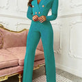 Suit Collar Long Sleeve Women's Jumpsuit Fashion Buttons Simple