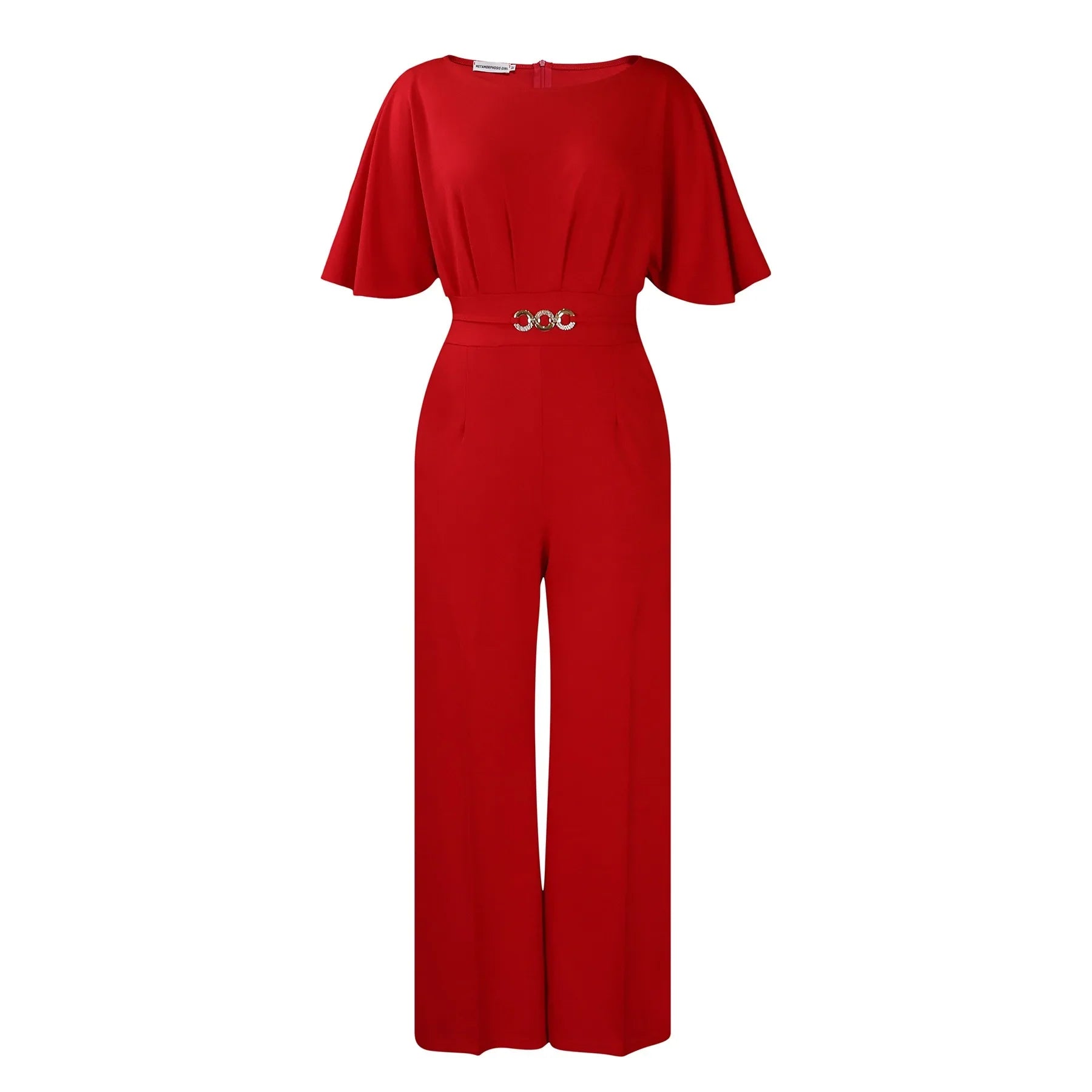 Jumpsuits Women Elegant Luxury O Neck Short Sleeve Belt Waisted StraigSPECIFICATIONSBrand Name: NoEnName_NullStyle: Office LadyAge: MIDDLE AGEOrigin: Mainland ChinaCN: GuangdongSeason: All seasonMaterial: POLYESTERDecoration: sashesFabDMEwomenstorenull