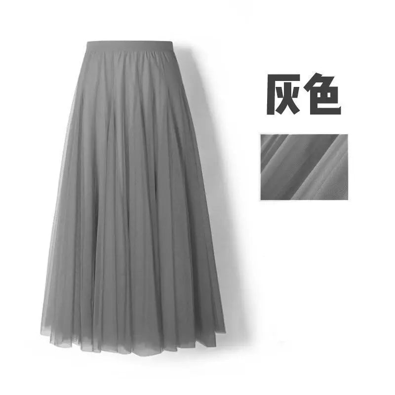 Skirts- New Solid Long Skirt Big Swing Gauze Skirt A-line Dance Skirt