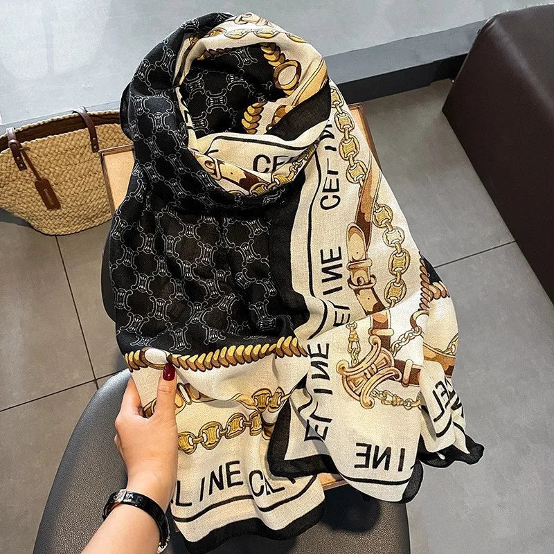 Designer scarf Soft cotton and linen feel foulard luxe scarf shawlSPECIFICATIONSBrand Name: KUCLUTHign-concerned Chemical: NoneApplicable Season: Four SeasonsMaterial: POLYESTERCraft of Weaving: TATGender: WOMENFeature: Decorate DeDMEwomenstorenull