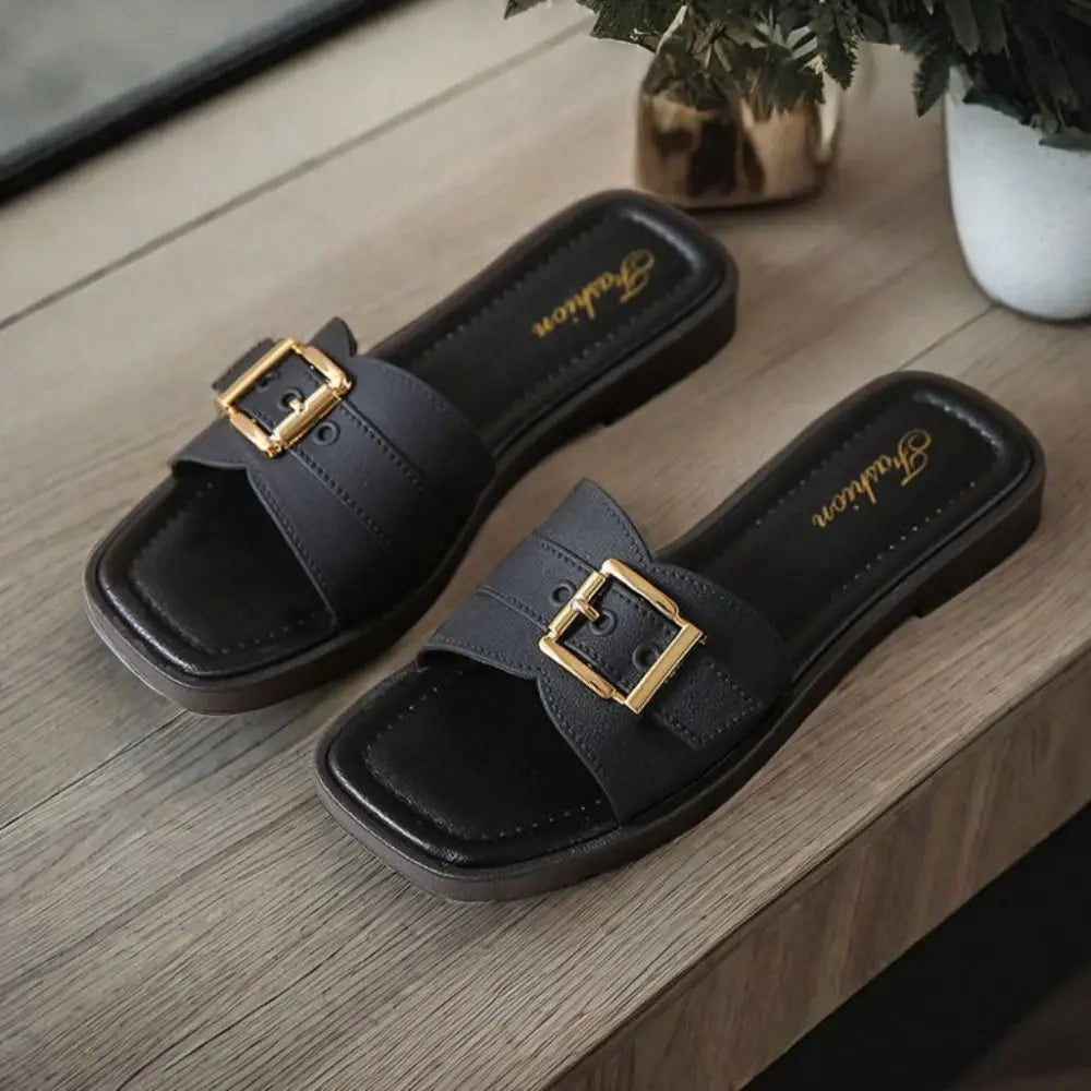 Slippers- Buckle Outer Slippers Wear with Belt Anti Slip Platform