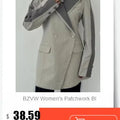 Women's trendy contrast color designer coat top two-piece with patchwork.