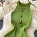 Sleeveless Elastic Knit Bodycon Dress French Sexy Chic Elegant WomenSPECIFICATIONSBrand Name: unidanceElasticity: High StrecthSleeve Style: Off The ShoulderFabric Type: KnittingHign-concerned Chemical: NonePattern Type: SolidFit TypeDMEwomenstorenull