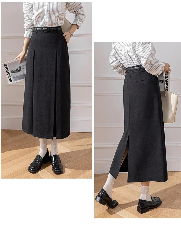 High Waist A-line Long Skirts Office Ladies Elegant Suit Skirt NewSPECIFICATIONSBrand Name: YUAZHOQIMaterial: POLYESTERStyle: CasualElasticity: Non StrechOrigin: Mainland ChinaCN: GuangdongSeason: Spring/SummerFabric Type: BroadcloDMEwomenstorenull