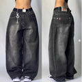 Denim High Waist Women Baggy Jeans with Pockets - Street Style