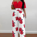 Fashion Printed Wide Leg Jumpsuit Women Sexy Slash Neck Off-shoulder HSPECIFICATIONSBrand Name: FUXIONGFUStyle: CasualAge: JUNIOROrigin: Mainland ChinaCN: GuangdongSeason: SummerMaterial: POLYESTERDecoration: noneFabric Type: POLYESTERDMEwomenstorenull