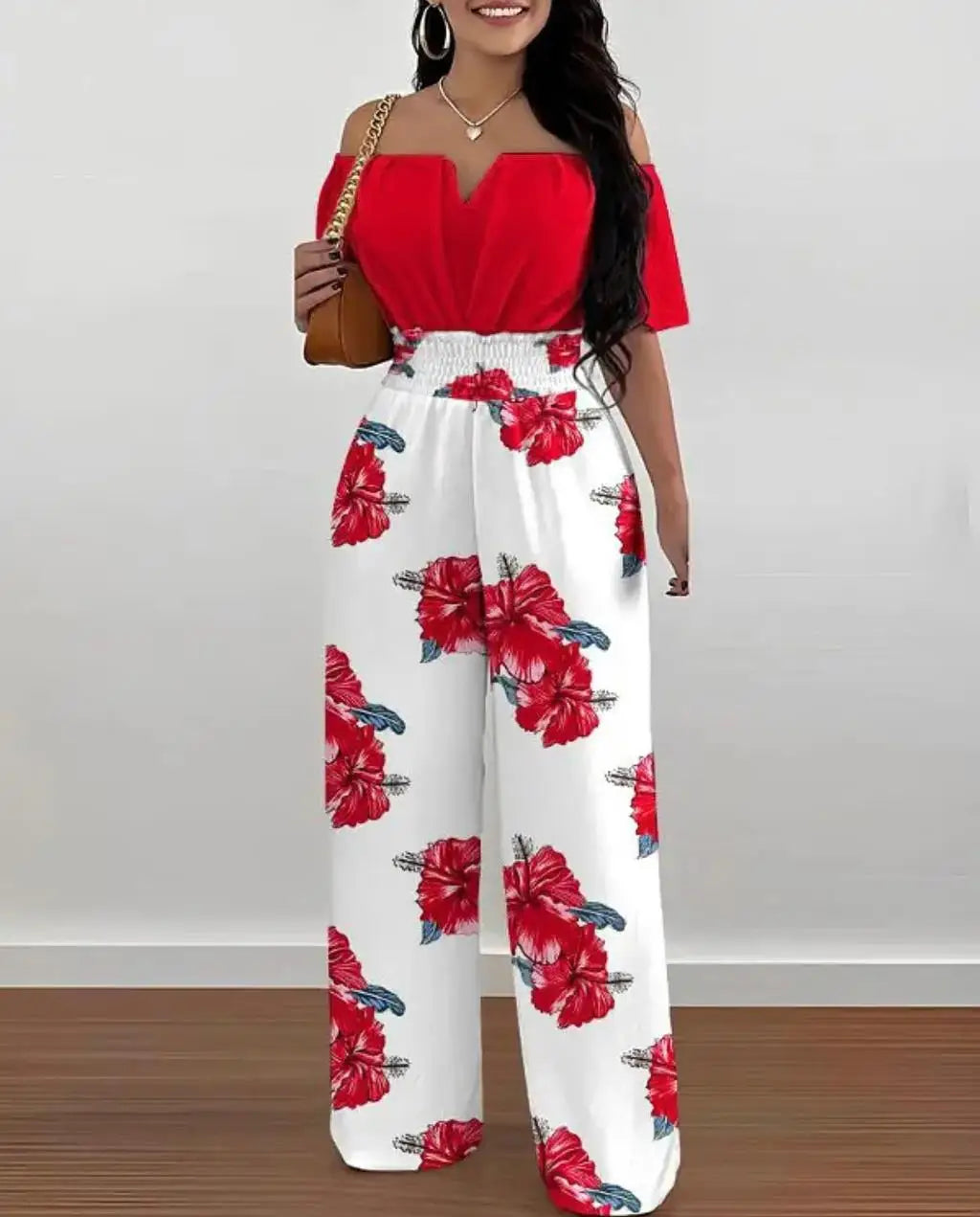 Fashion Printed Wide Leg Jumpsuit Women Sexy Slash Neck Off-shoulder HSPECIFICATIONSBrand Name: FUXIONGFUStyle: CasualAge: JUNIOROrigin: Mainland ChinaCN: GuangdongSeason: SummerMaterial: POLYESTERDecoration: noneFabric Type: POLYESTERDMEwomenstorenull