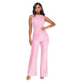 Sleeveless Sequined Jumpsuit Round Neck Slim Fit High Waist Sexy Sprin