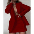 Jacket Sets - Women's 2 Piece Streetwear Blazer & Coat Set, Skirt and Suit