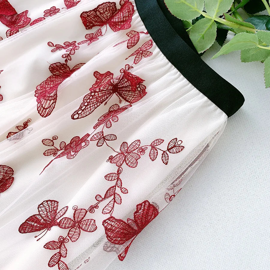 Skirt Women Vintage Butterfly Embroidery Elastic High Waist A-Line MesSPECIFICATIONSBrand Name: GLINDADAMaterial: POLYESTERMaterial: MeshMaterial: VoileStyle: Chinese StyleElasticity: Slight StrechOrigin: Mainland ChinaCN: GuangdongSeaDMEwomenstorenull