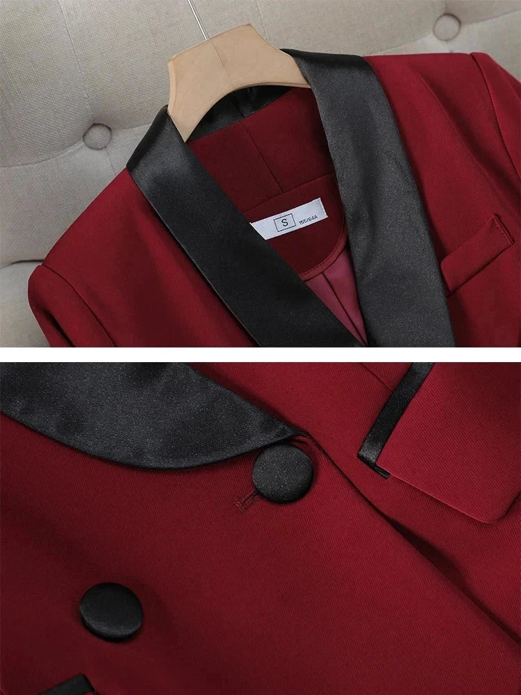 Elegant Red Black Women Pant Suit Office Ladies Female Business Work