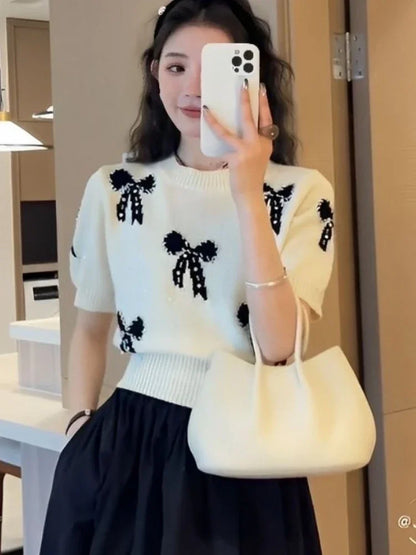 TOP Fashion Short Sleeve Pullovers Women's O-neck Clothing