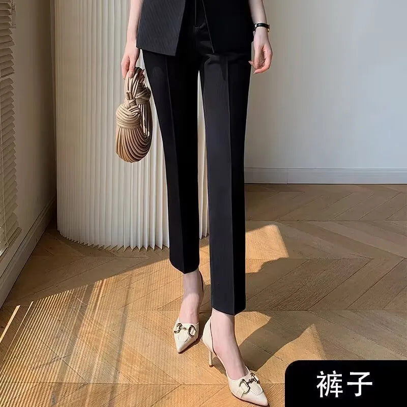 Elegant Red Black Women Pant Suit Office Ladies Female Business Work 