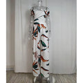 Fashion Printed Casual High Waist Jumpsuit Ladies Sexy Off Shoulder FlSPECIFICATIONSBrand Name: NoEnName_NullStyle: StreetwearAge: MIDDLE AGECraft of Weaving: TATOrigin: Mainland ChinaCN: GuangdongSeason: SummerMaterial: POLYESTERMaterDMEwomenstorenull