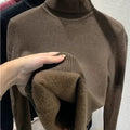 Turtleneck Sweater Women Korean Fashion Lined Warm Knitted Pullover SlSPECIFICATIONSBrand Name: NoEnName_Nullwhether full opening: NoClothing Length: regularMaterial: AcetateDecoration: sashesClosure Type: Single BreastedCollar: RuffleDMEwomenstorenull