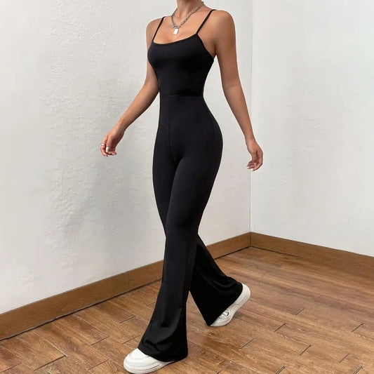 Jumpsuit Backless Sleeveless with Square Neck Flared Hem Women's SummeSPECIFICATIONSBrand Name: SANWOODStyle: Young StyleAge: MIDDLE AGECraft of Weaving: OtherOrigin: Mainland ChinaCN: GuangdongSeason: Autumn/WinterMaterial: POLYESTERDDMEwomenstorenull