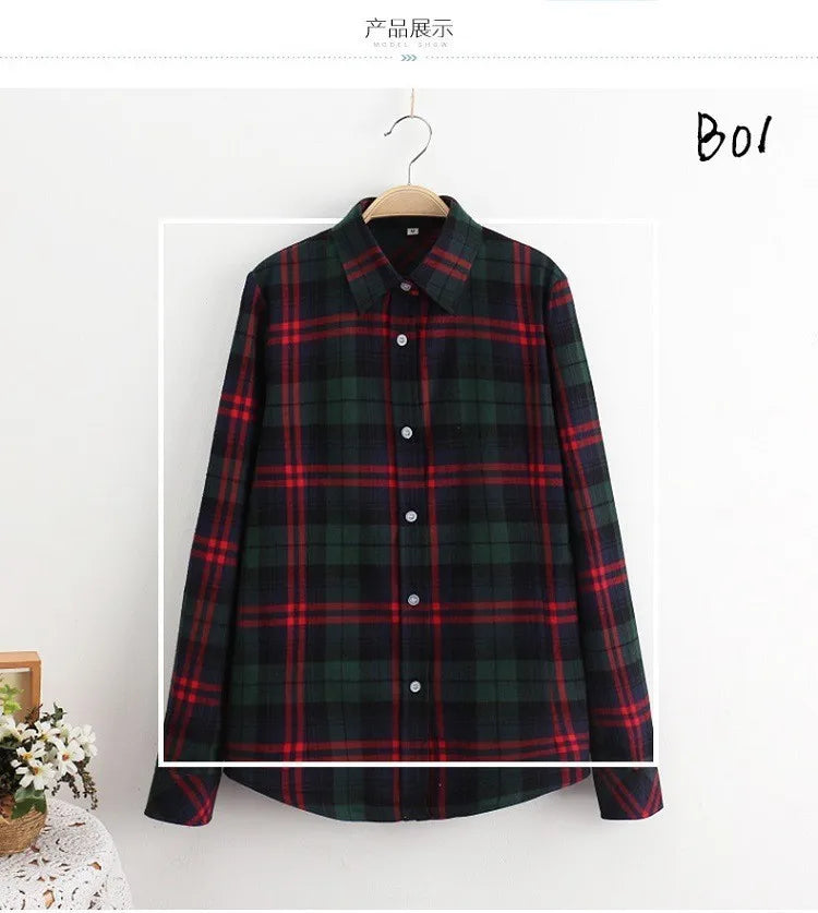 Women Plaid Shirt New Casual Flannel Cotton Lady Long Sleeve Shirt FemSPECIFICATIONSBrand Name: YEOINFabric Type: Polyester CottonHign-concerned Chemical: NonePattern Type: PlaidFit Type: SlimStyle: CasualAge: JUNIORCraft of Weaving: TDMEwomenstorenull