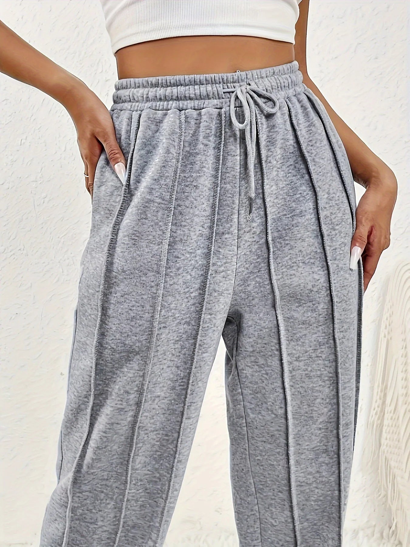 Spring sweatpants women's high waist all casual wide leg pants loose sSPECIFICATIONSBrand Name: RibbonFishCraft of Weaving: TATModel Number: DF6111Style: CasualMaterial: POLYESTERPlace Of Origin: China (mainland)Hign-concerned ChemicalDMEwomenstorenull