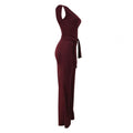 Sexy One Shoulder Jumpsuit Sleeveless Belt Wide Leg Elegant Lady New SSPECIFICATIONSAge: MIDDLE AGEBrand Name: SANWOODCN: GuangdongCraft of Weaving: OtherDecoration: PocketsFabric Type: BroadclothFabric content: 96% and aboveFit Type: DMEwomenstorenull