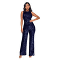 Sleeveless Sequined Jumpsuit Round Neck Slim Fit High Waist Sexy Sprin