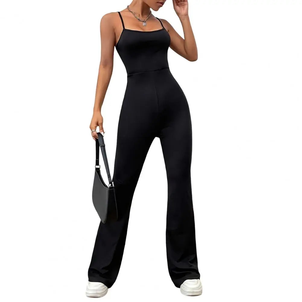 Jumpsuit Backless Sleeveless with Square Neck Flared Hem Women's SummeSPECIFICATIONSBrand Name: SANWOODStyle: Young StyleAge: MIDDLE AGECraft of Weaving: OtherOrigin: Mainland ChinaCN: GuangdongSeason: Autumn/WinterMaterial: POLYESTERDDMEwomenstorenull