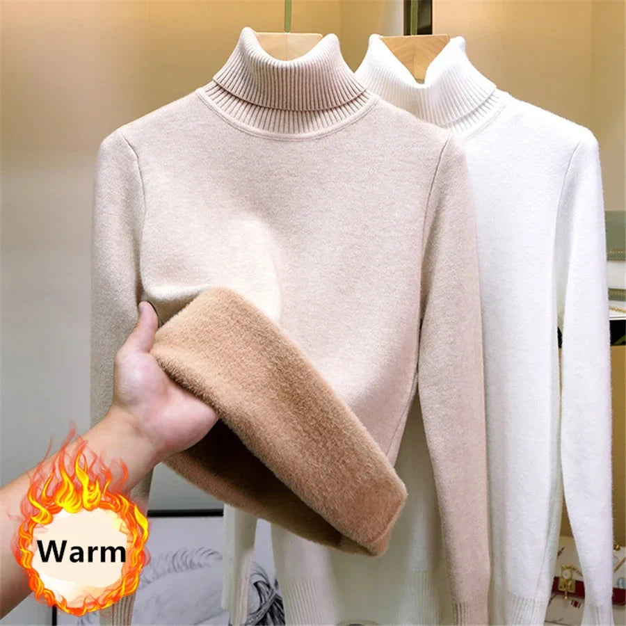 Turtleneck Sweater Women Korean Fashion Lined Warm Knitted Pullover SlSPECIFICATIONSBrand Name: NoEnName_Nullwhether full opening: NoClothing Length: regularMaterial: AcetateDecoration: sashesClosure Type: Single BreastedCollar: RuffleDMEwomenstorenull