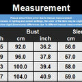 Size chart for women's loose short suit jacket, showing dimensions in cm and inches for sizes S to XL.