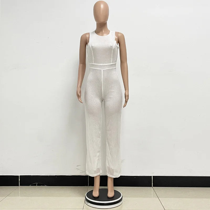 Sleeveless Sequined Jumpsuit Round Neck Slim Fit High Waist Sexy SprinSPECIFICATIONSBrand Name: mandylandyStyle: StreetwearAge: MIDDLE AGEOrigin: Mainland ChinaCN: GuangdongSeason: SummerMaterial: POLYESTERDecoration: SequinedFabric TyDMEwomenstorenull