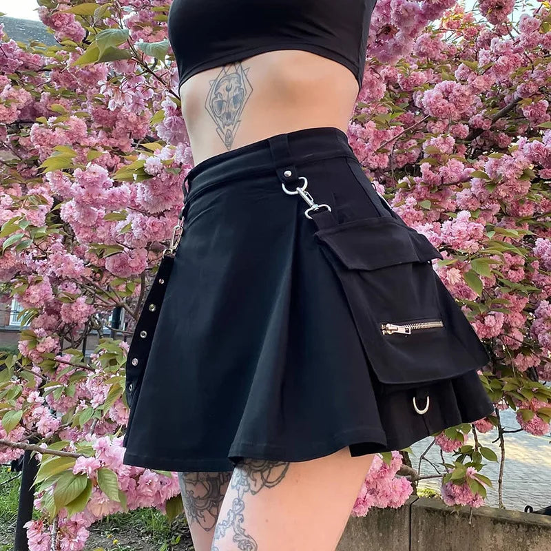 Black High Waist Black Women Sexy Patchwork Bandage Mini Skirt Female SPECIFICATIONSBrand Name: CORLVONMaterial: POLYESTERStyle: Punk StyleElasticity: Non StrechOrigin: Mainland ChinaCN: HUBEIFabric Type: TWILLWaistline: empirePattern DMEwomenstorenull