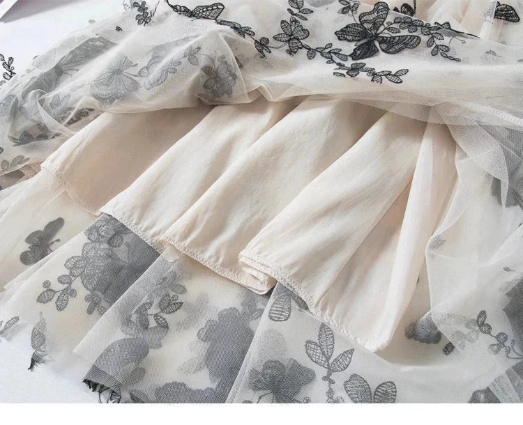 Skirt Women Vintage Butterfly Embroidery Elastic High Waist A-Line MesSPECIFICATIONSBrand Name: GLINDADAMaterial: POLYESTERMaterial: MeshMaterial: VoileStyle: Chinese StyleElasticity: Slight StrechOrigin: Mainland ChinaCN: GuangdongSeaDMEwomenstorenull