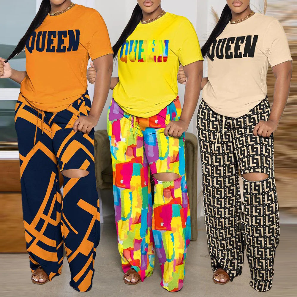 Two-Piece Set: Casual Printing Pants & T-shirt Set fashion and comfort