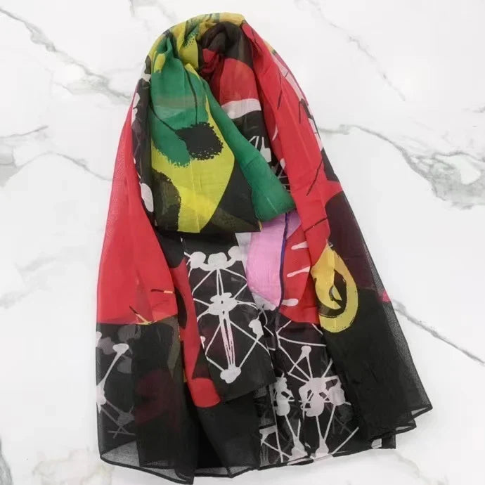 original single Spanish new trend colorful leisure gift shawl scarfSPECIFICATIONSBrand Name: NoEnName_NullCraft of Weaving: Non-wovenOrigin: ES(Origin)Gender: WOMENDepartment Name: ADULTHign-concerned Chemical: NoneMaterial: POLYESTDMEwomenstorenull