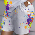 Women's T-shirt+Hot Pants Two Piece Set Fashion Casual Printing Quick