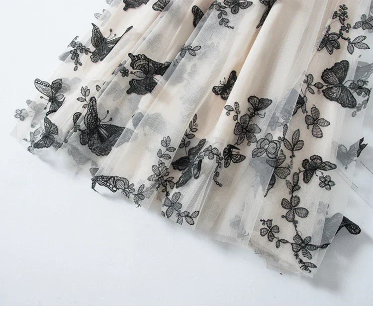 Skirt Women Vintage Butterfly Embroidery Elastic High Waist A-Line MesSPECIFICATIONSBrand Name: GLINDADAMaterial: POLYESTERMaterial: MeshMaterial: VoileStyle: Chinese StyleElasticity: Slight StrechOrigin: Mainland ChinaCN: GuangdongSeaDMEwomenstorenull