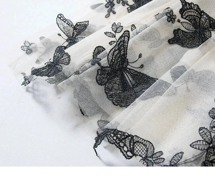 Skirt Women Vintage Butterfly Embroidery Elastic High Waist A-Line MesSPECIFICATIONSBrand Name: GLINDADAMaterial: POLYESTERMaterial: MeshMaterial: VoileStyle: Chinese StyleElasticity: Slight StrechOrigin: Mainland ChinaCN: GuangdongSeaDMEwomenstorenull