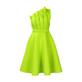 Dress- Hot Women Ruffle Patchwork One Shoulder sleeveless Outfits