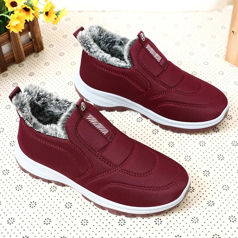 Sneakers- Women Shoes Winter Warmth and Plush Thickening for Outdoor