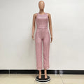 Sleeveless Sequined Jumpsuit Round Neck Slim Fit High Waist Sexy Sprin