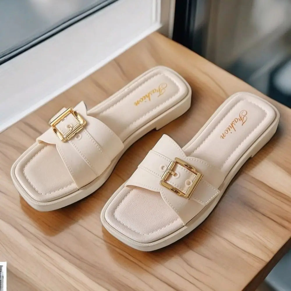 Slippers- Buckle Outer Slippers Wear with Belt Anti Slip Platform